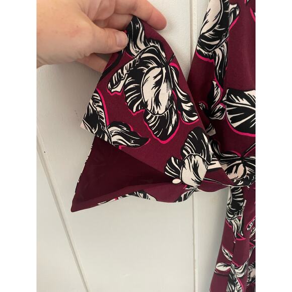 Hobbs London Layla Floral Shift Mini Dress Size 8 Burgundy Red - Picture 7 of 11